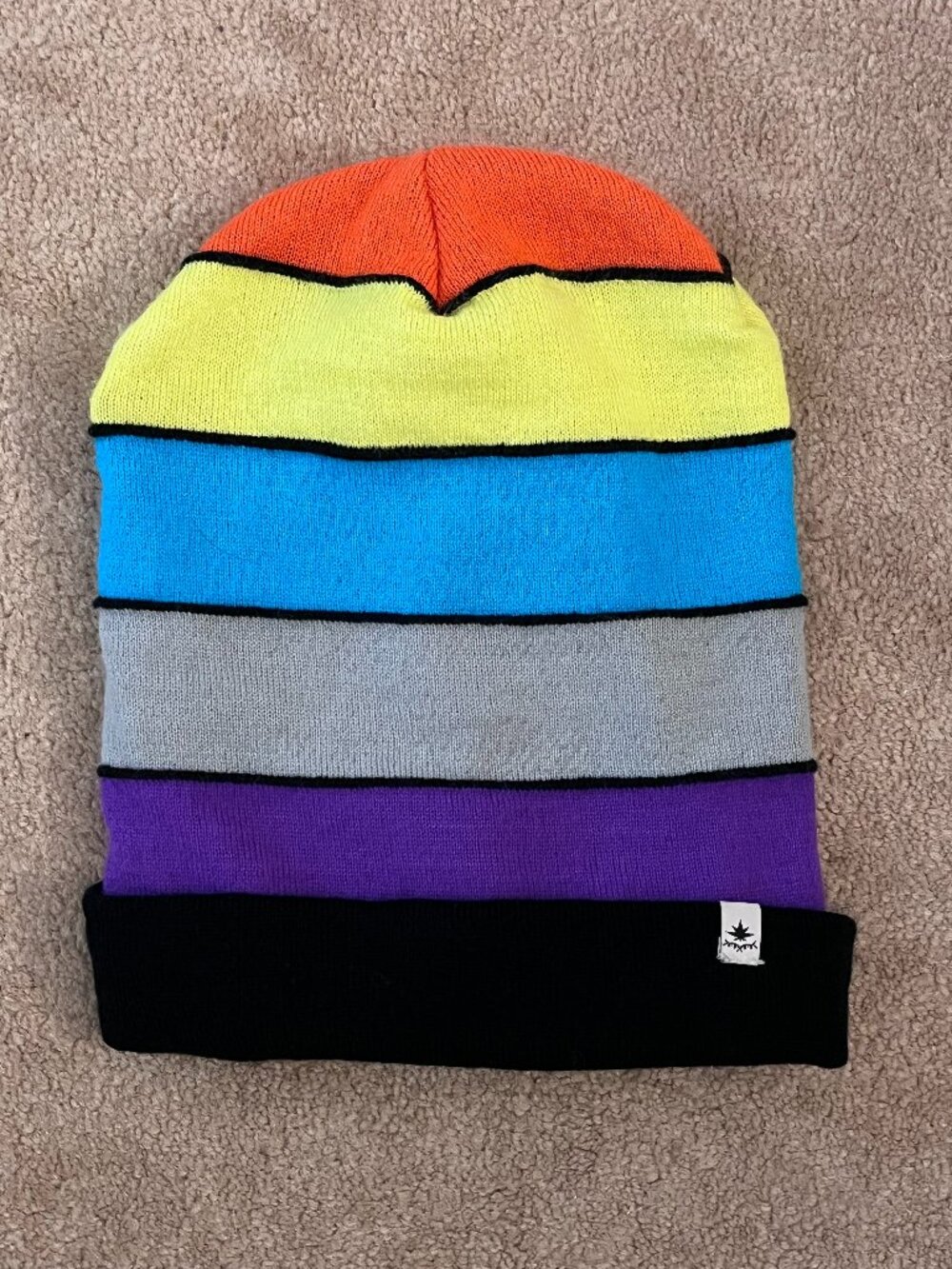 Grassroots California Foldover Beanie Hat Cap Colorful Stripe Outdoors Outerwear